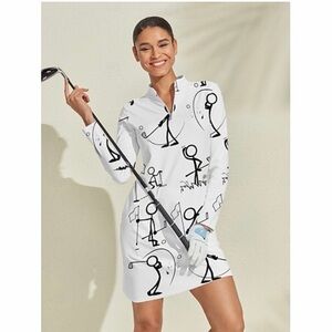 NWT Women's Golf Dress White Long Sleeve Acegolfs Golf Attire Clothes
Size M